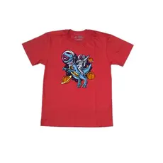 Camiseta Infantil Vermelha Estampa Astrodino – 4 a 12 Anos