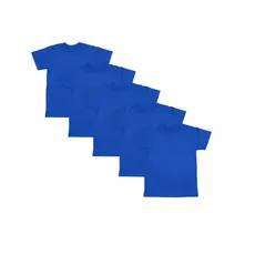 Kit 5 Camisetas Infantis Azul Royal 100% Algodão – 4 a 12 Anos