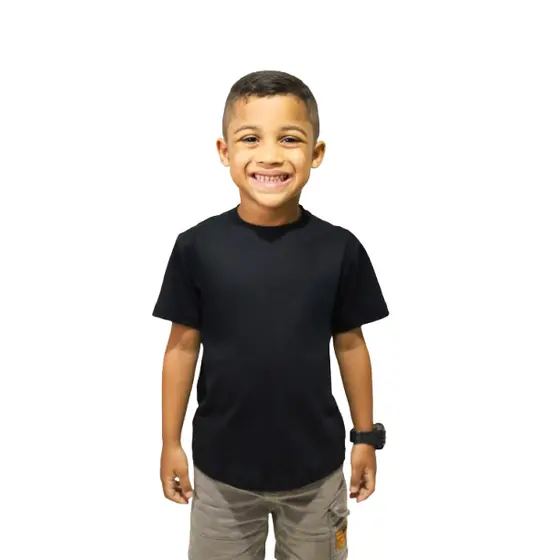 Camiseta Infantil Premium Preta 100% Algodão – 1, 2 ou 4 Unidades