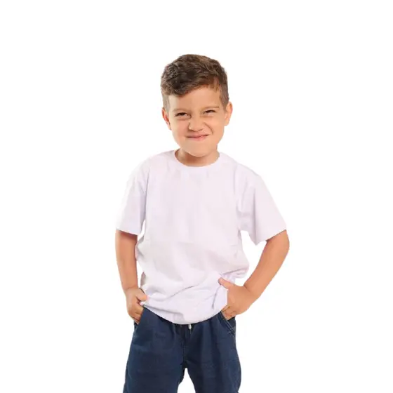 Camiseta Infantil Premium Branca 100% Algodão Sem Estampa – 4 ou 12 Anos