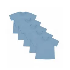 Kit 5 Camisetas Infantis Verde Atlântico 100% Algodão – 4 a 12 Anos