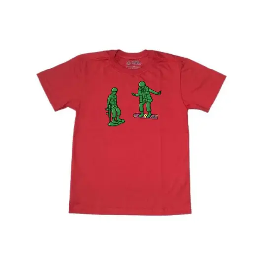 Camiseta Infantil Vermelha Estampa Soldadinhos – 100% Algodão