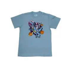 Camiseta Infantil Verde Atlântico Estampa Astrodino – 100% Algodão