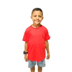Camiseta Infantil Básica Vermelha 100% Algodão – 1, 2 ou 4 Unidades