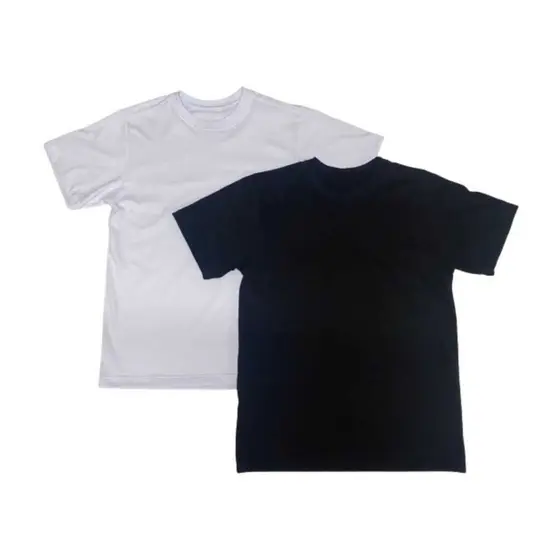 Kit 2 Camisetas Infantis Básicas Preta e Branca – 100% Algodão
