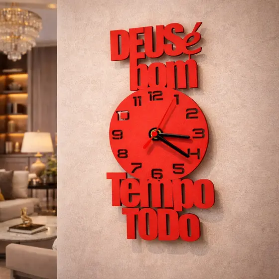 Relógio de Parede Diferenciado com Frase Cristã Decorativa