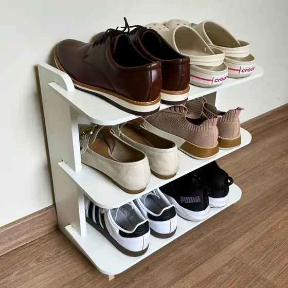 Sapateira 6 Pares Em Mdf Para Sala - Cor Branco Porta Sapato