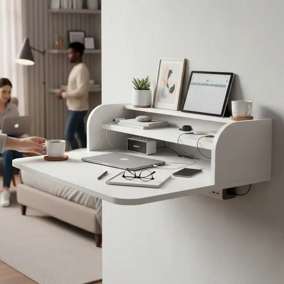 Escrivaninha Mesa Suspensa Para Estudos Home Office Em MDF Branco