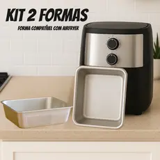 Kit 2 Forma Assadeira Funda Forma Pequena Quadrada Forninho Air Fryer