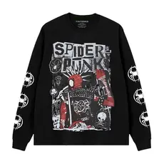 Moletom Gola Redonda Careca Spider Punk Gotico Rock Homem Aranha Marvel Graphic World Tour Unissex