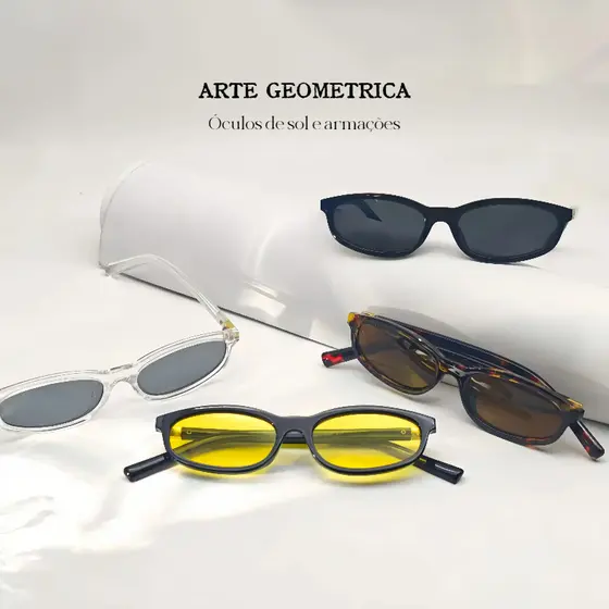 【Arte】Óculos de sol e armações丨Óculos de sol estreitos retrô da moda
