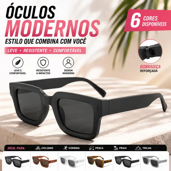 【Arte】Óculos de Sol 丨 Retangular Robusto Masculino Feminino Moda Tendencia