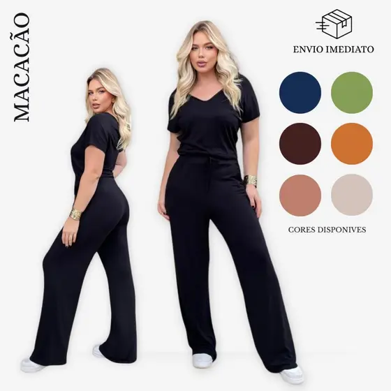 Macacão Feminino Malha Vicenza Premium Liso | Conforto e Elegância | Tamanho Único 36/44