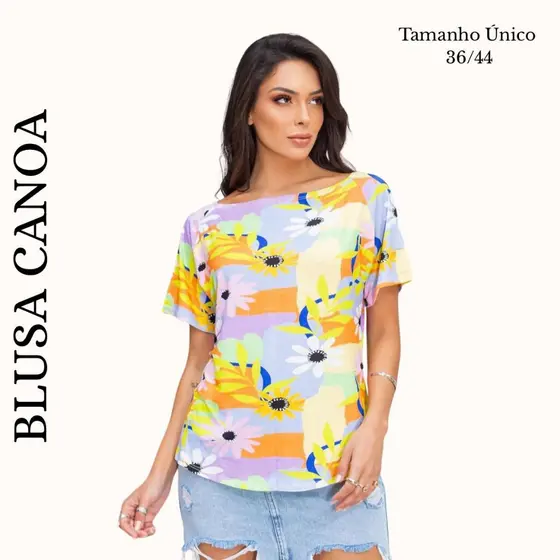 Blusa Feminina Canoa Ombro a Ombro - Estampadas Moda Casual Blogueira