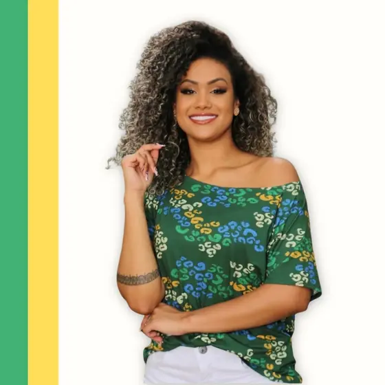 Blusa Brasil Canoa Moda Blogueira Vibes Moda Casual - Onça e Geometric