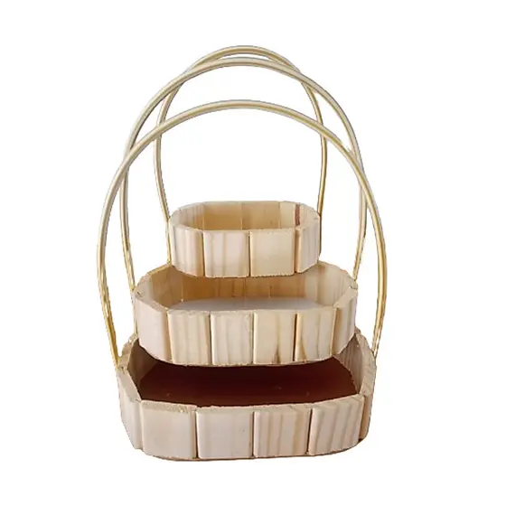 kit 5/10 Cestas Oval para Presente e Decorações Tamanhos P M G fraldeiras de madeira Pinus
