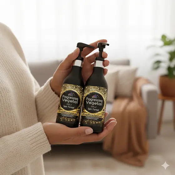 Progressiva Vegetal Sem Formol  Alisamento Natural Vegano, Sem Ardência, Liso Brilhante. Kit Economia certa