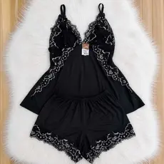 Baby Doll Suede Bicolor 38 ao 52 Pijama Feminino Plus Size Conforto Verão