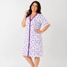 Camisola de Malha Aberta na Frente Vestido Amamentação Cirurgia Botões