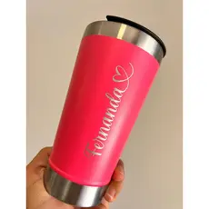 Copo Dia das Mães Personalizado Térmico  Vacuum Dupla Camada 473mL com Tampa e Abridor de Garrafa