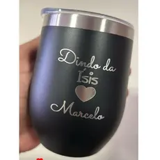 Copo Cuia FRENTE E VERSO PERSONALIZADO 350ML INOX térmico Dindo Dinda Padrinhos Madrinhas nome ou logo casamento
