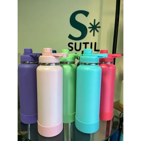 Garrafa Térmica de água 1200mL com bota de silicone, Inox Premium Dupla camada Vácuo PERSONALIZADA gravação do seu Nome