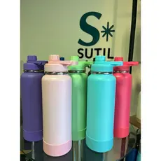 Garrafa Térmica de água 1200mL com bota de silicone, Inox Premium Dupla camada Vácuo PERSONALIZADA gravação do seu Nome
