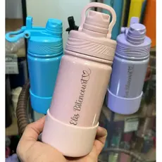 Garrafa termica 352ml Personalizada brilho Canudo e bico alto enroscar