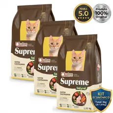 KIT 3 RAÇÃO QUATREE SUPREME GATO CASTRADO FRANGO E BATATA DOCE OU SALMÃO E BATATA DOCE = 3 KG