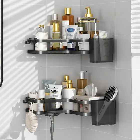 Kit 2 Suporte De Shampoo Prateleiras De Banheiro Sem Furo Armazenamento de organizador 02-007