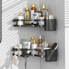 Kit 2 Suporte De Shampoo Prateleiras De Banheiro Sem Furo Armazenamento de organizador 02-007