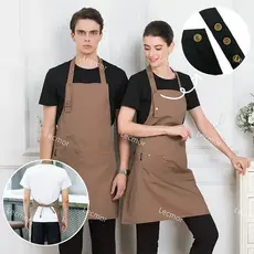 Avental À Prova D'Água com Bolso Grande e Correias de Ombro Ajustáveis Unissex para Café e Cozinha