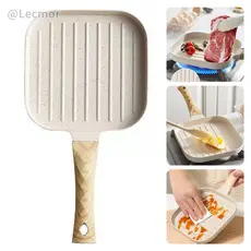 Panela Frigideira Grill Quadrada Antiaderente com Revestimento Antiaderente Premium Cabo Madeira