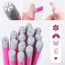 Kit 10 Carimbo de Unha Nail Art Caneta Modeladora Desenhos Diversos Decoração de Unhas Fácil de Usar