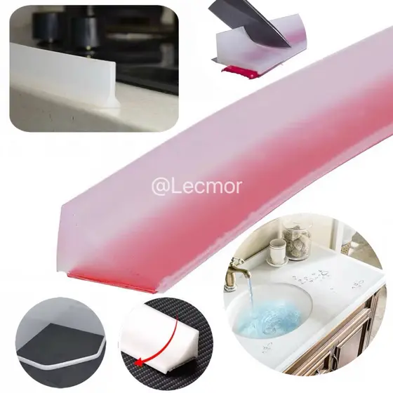 Barreira de Água Flexível Banheiro Cozinha Silicone Autoadesiva Barragem Água Anti-vazamento