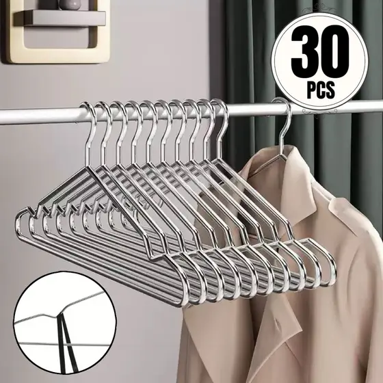 Conjunto de 10/20/30 Cabides de Metal Reforçados Suporte Pesado para Casacos e Roupas