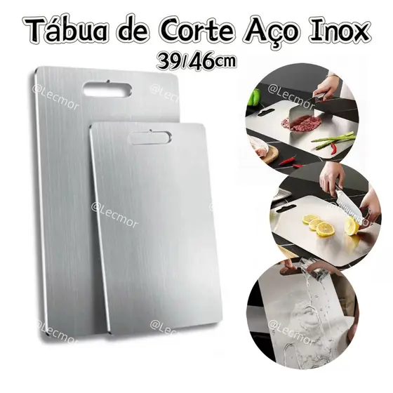 Tábua 29/39/46cm de Corte Aço Inox Antibacteriana Não Cria Mofo e Não Pega Cheiro Para Carne e Legumes