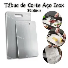 Tábua 29/39/46cm de Corte Aço Inox Antibacteriana Não Cria Mofo e Não Pega Cheiro Para Carne e Legumes