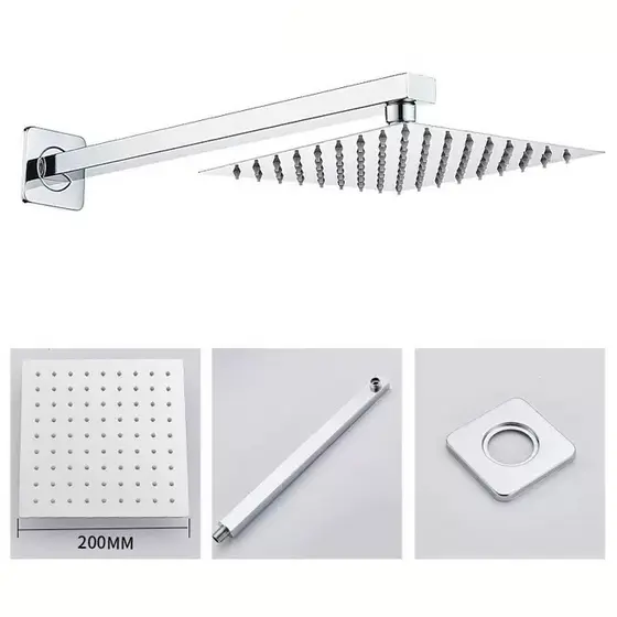 Chuveiro Ducha Inox Quadrada 20/30 cm Ultra Fina Alta Pressão e Fácil Limpeza Design Moderno