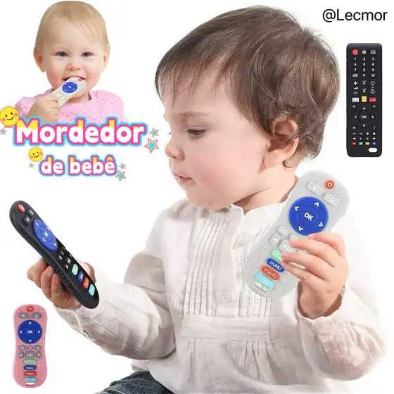 Mordedor De Silicone Para Bebê Controle Remoto Anti-stress Macio Alivia Coceira Gengiva