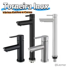 Torneira Banheiro Monocomando Single Inox Bica Alta E Baixa Preto Fosco  Luxo Moderna (Água Fria)