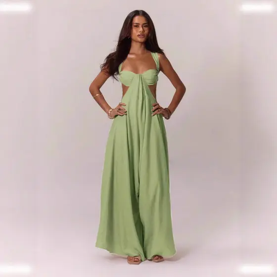 Macacão Feminino Estilo Casual Com Cadarço