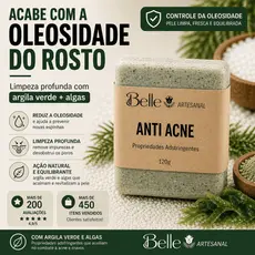 Sabonete Anti Acne Facial Para Pele Oleosa | Cravos e Espinhas | Argila Verde
