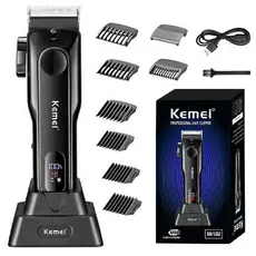 Kemei Recarregável Aparador De Cabelo Para Homens Profissional Barba Elétrica Máquina De Corte Borda Dois Motor Velocida