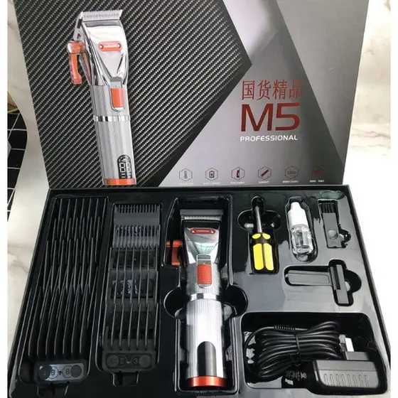 Máquina De Cortar Cabelo Recarregável De Duas Velocidades De Aço Madeshow M5/M6 Com Display Digital LED