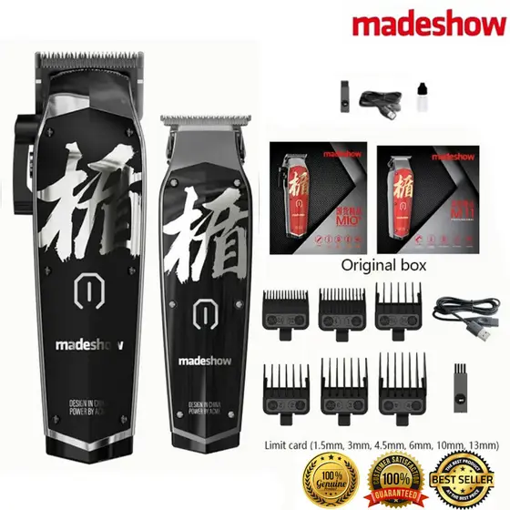 Madeshow Máquina De Cortar Cabelo M11 + M10 Profissional Salão De Cabeleireiro Barbeiro Tesoura Entalhe Cabeça Óleo Elét