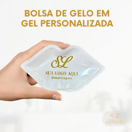 Bolsa térmica em gel - PERSONALIZADA  - KIT 10 Unidades - 11x6  Formato boca - Cores Variadas
