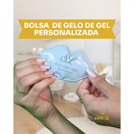 Bolsa térmica em gel - PERSONALIZADA - KIT 30 Unidades - 11x6 Formato boca - Cores Variadas