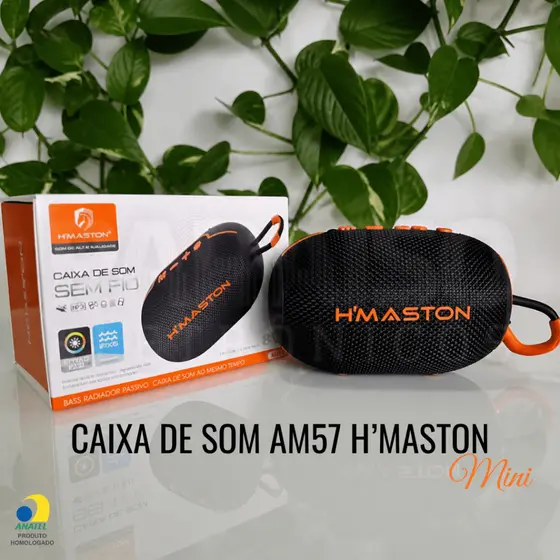 Caixinha de Som 8W Potente Portátil Bluetooth Prova d'Água TWS LED Bateria1800 mAh - H'Maston