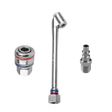 Kit Bico de Encher Pneus C/ Pino + Engate Rápido 1/4 + Conexão